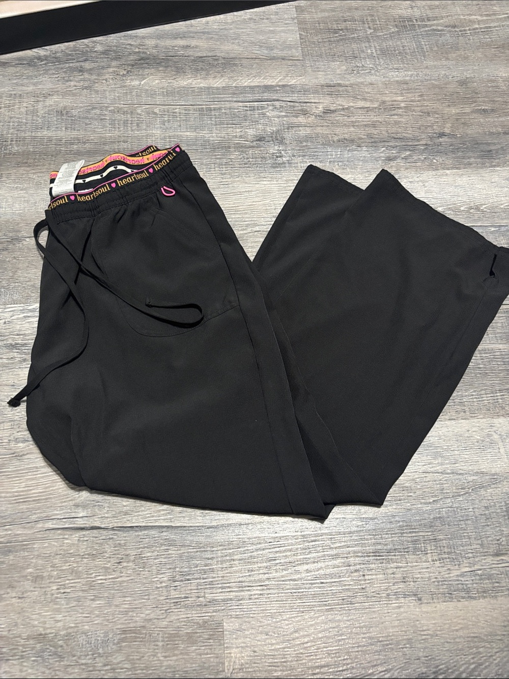 HeartSoul Black Wide-Leg Drawstring scrub pants